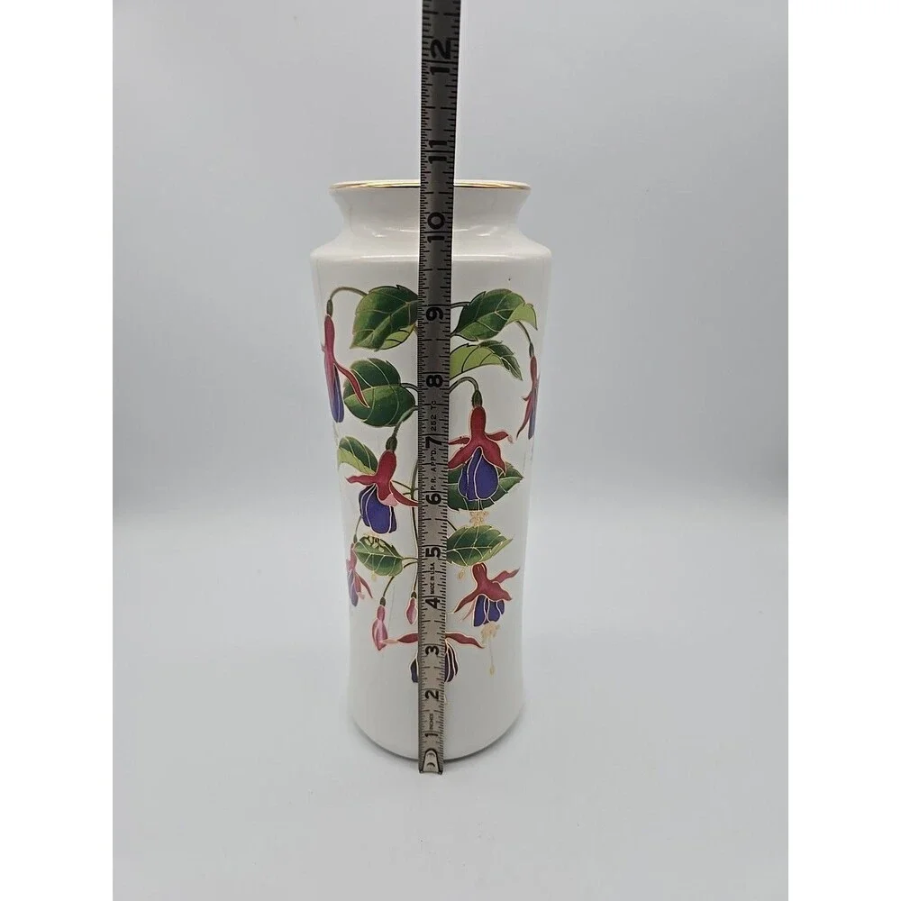 Vintage Japanese Flower Vase Fuchsias Trimmed in Gold Mount Clemens Pottery